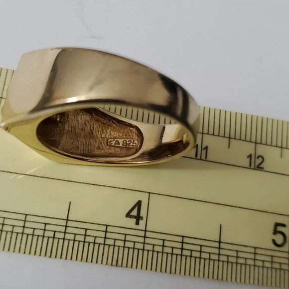 Sterling Silver 925 Channel Gold Ring - Picture 4 of 8